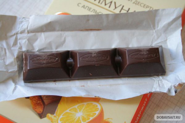 Горький шоколад с апельсиновым соком фабрики "Коммунарка"